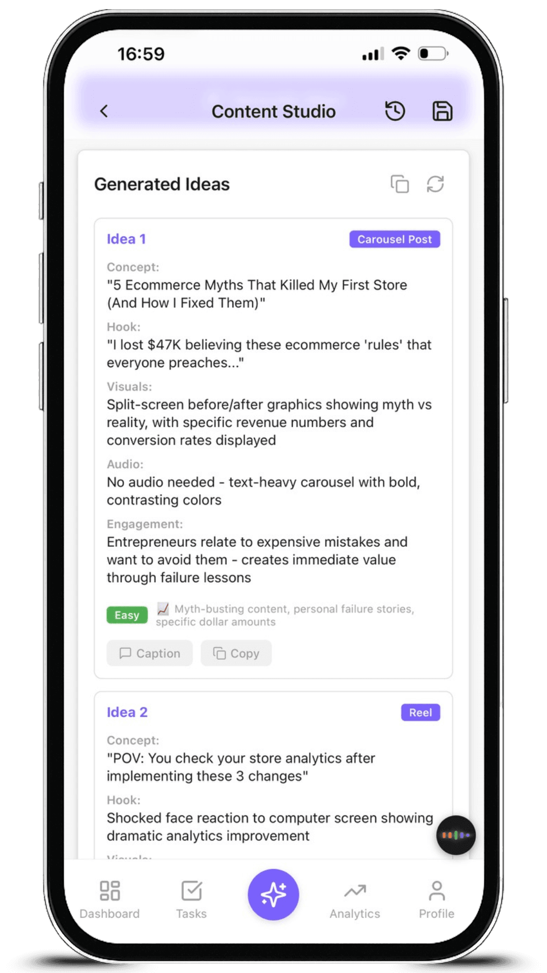 Aseyi Content Studio Interface - Platform Optimization